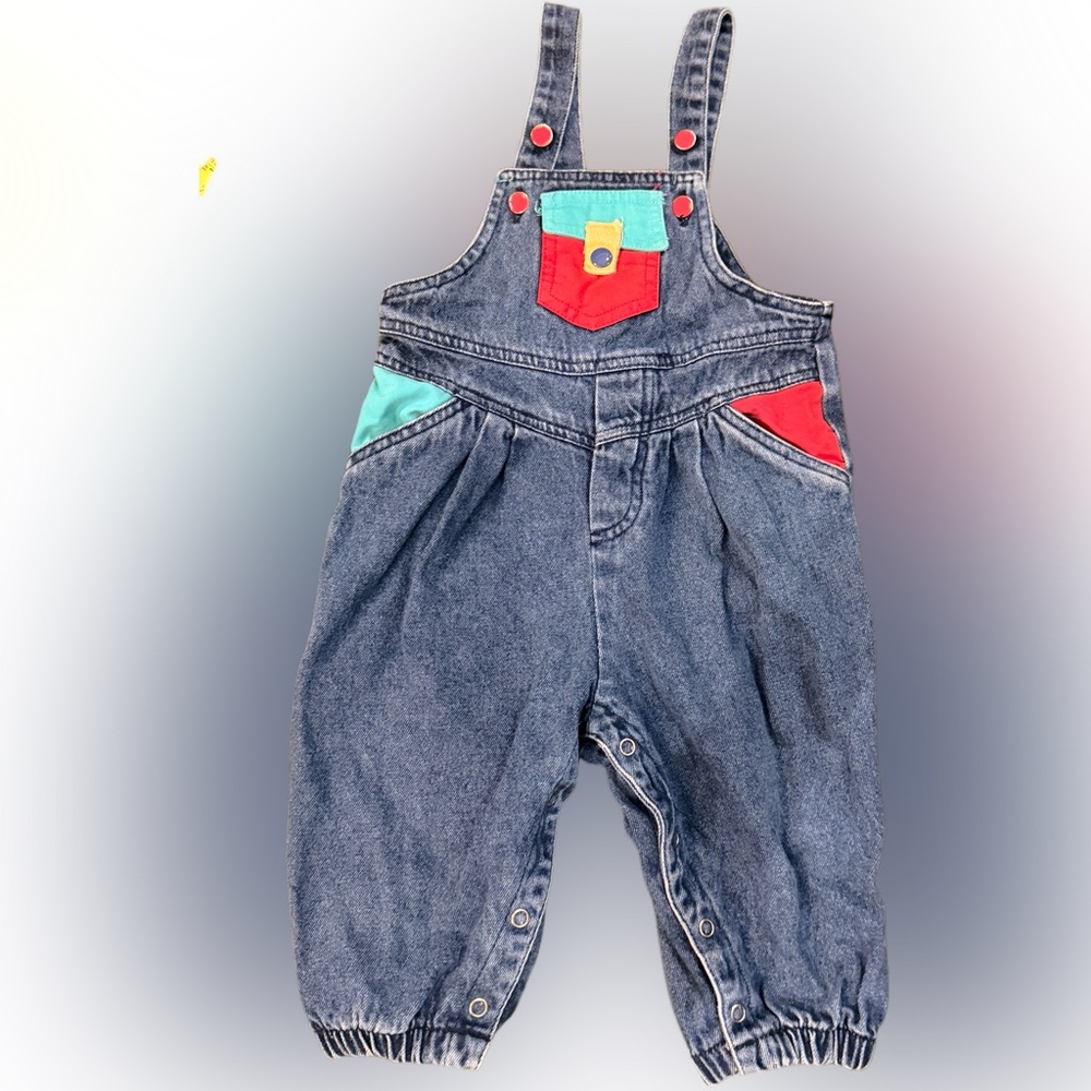 Vintage Colorful Denim Kids Overalls